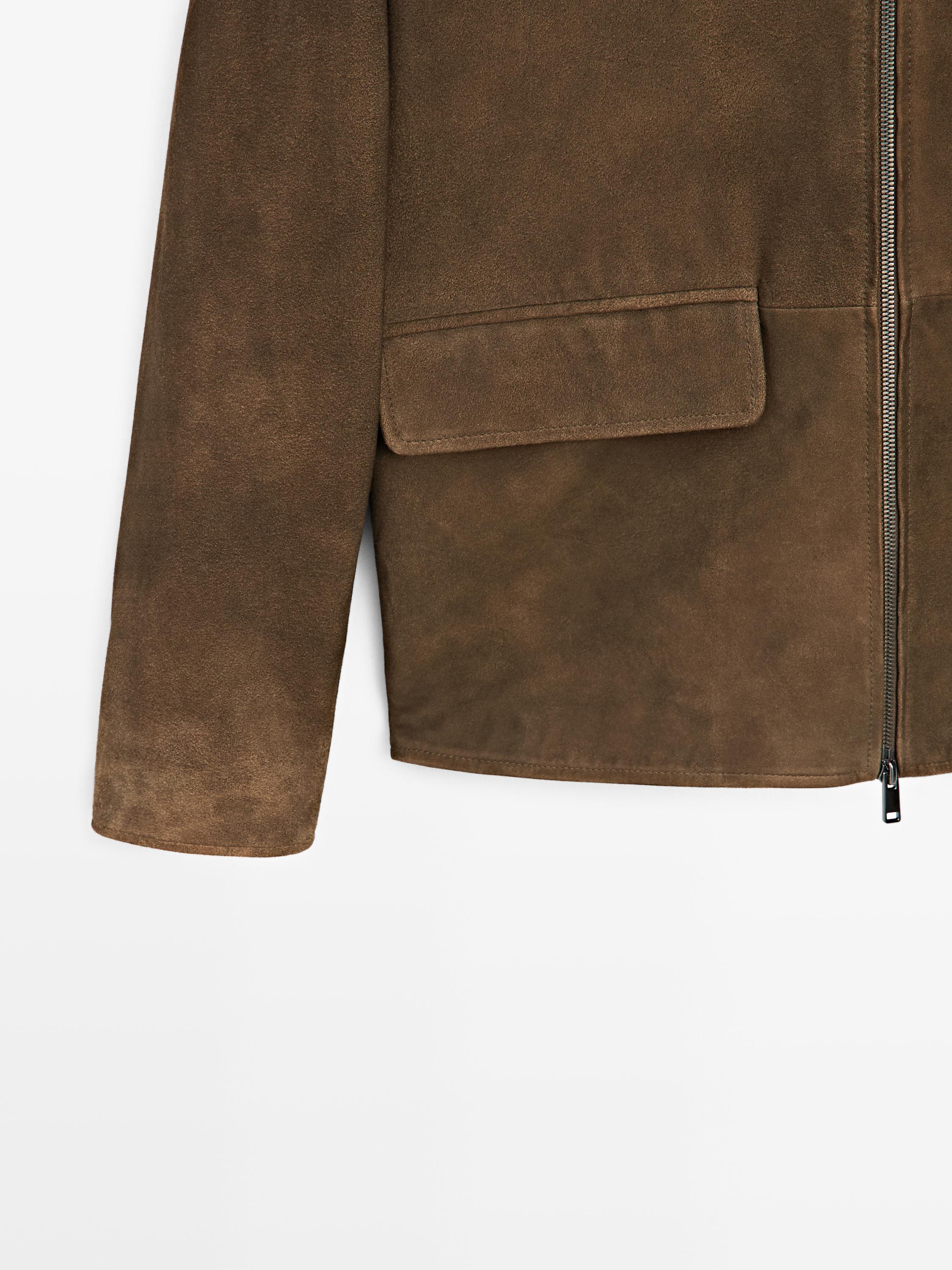 Napped suede jacket with faded detail